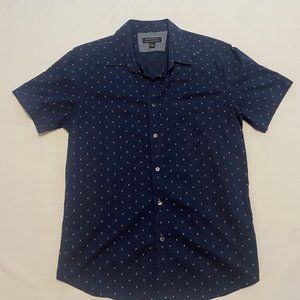 Banana Republic Navy Diamond Patterned Short-Sleeve Button Down